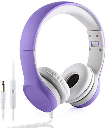 Kids Headphones with Cord, Toddler Headphones with Sharing Function, 85dB/93dB Safe Volume Limit, for Toddler Children Baby Boys Girls On-line Study, School, Travel use (Purple) - color: Purple