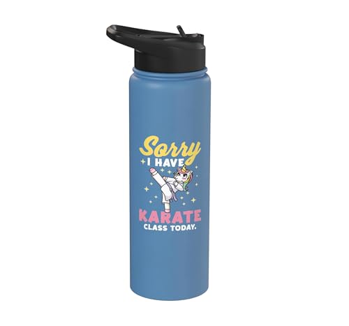 Karate Design For Karate Students Girls Unicorn Stainless Steel Insulated Water Bottle - color: Light Blue