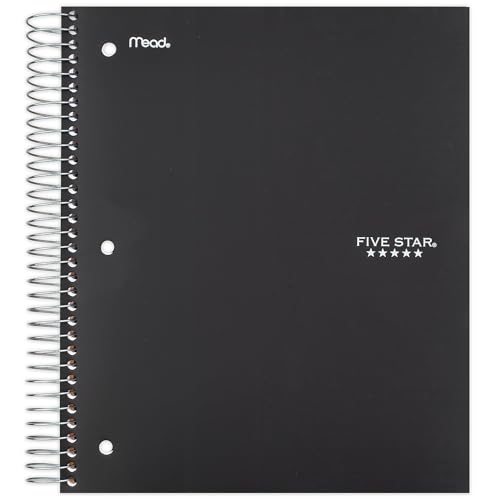 Five Star Spiral Notebook, 3-Subject, Wide Ruled Paper, 10-1/2" x 8", 150 Sheets, Color Will Vary (05204)