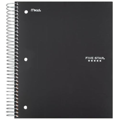 Five Star Spiral Notebook, 3-Subject, Wide Ruled Paper, 10-1/2" x 8", 150 Sheets, Color Will Vary (05204)