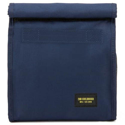 2nd Childhood Insulated Lunch Bag for Men, Durable & Reusable, Blue | Slim lunch bag with carry handle, two mesh side pockets and a back slip pocket; insulated liner keeps food cool - color: Blue