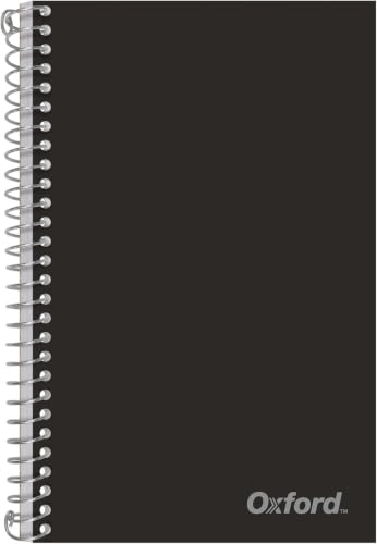 Oxford Poly Spiral Notebook, 2-Subject for School, College Ruled Paper, 100 Sheets, 6 x 9.5 Inches, 2 Double Pocket Dividers, Black Cover (1002544) (Pack of 12) - size: (Pack of 12)