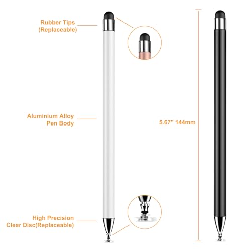 Stylus (7 Pcs), 2-in-1 Stylus Pen for Touch Screen, High Precision and Sensitivity, Suitable for iPad/iPhone/Samsung/Android Smartphone and Tablets, Compatible with All Touch Screen -Black - color: Black