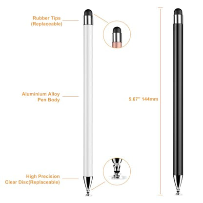 Stylus (7 Pcs), 2-in-1 Stylus Pen for Touch Screen, High Precision and Sensitivity, Suitable for iPad/iPhone/Samsung/Android Smartphone and Tablets, Compatible with All Touch Screen -Black - color: Black