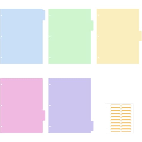 Ospelelf Binder Dividers with Tabs, Durable 8.5"x11" Paper Dividers for 3 Ring Binder, 5 Tab, Macaron Color - color: Macaron Color Scheme（5 Tab), size: Letter Size (8.5" * 11") - 1 Set