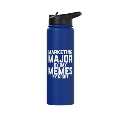Marketing Major By Day Memes By Night Marketer Joke Student Stainless Steel Insulated Water Bottle - color: Royal Blue