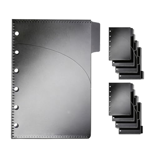 NatSumeBasics 8 Black A7 Binder Pocket Dividers 4 Tabs Mini Planner Inserts PP 2 Layer Cash Envelopes for 6 Ring Budgeting Binder Accessories Supplies (Black Pocket Dividers) - color: Black Pocket Dividers