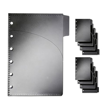 NatSumeBasics 8 Black A7 Binder Pocket Dividers 4 Tabs Mini Planner Inserts PP 2 Layer Cash Envelopes for 6 Ring Budgeting Binder Accessories Supplies (Black Pocket Dividers) - color: Black Pocket Dividers