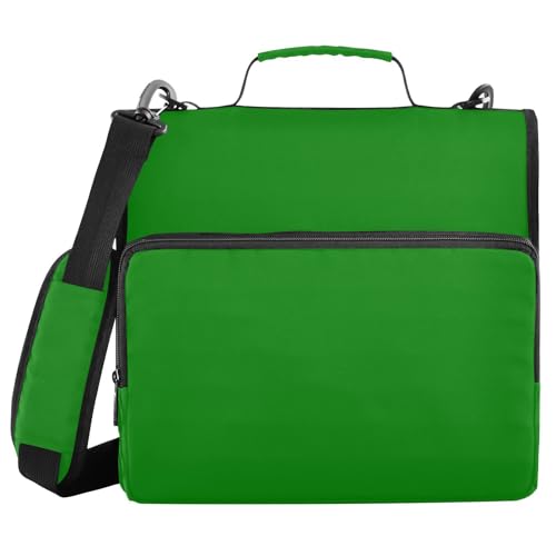 3 Rings Zip Up Binder with Handle Easy to Carry Portable Home Travel Safe Storage Bag for Middle Student Dark Green - color: Dark Green