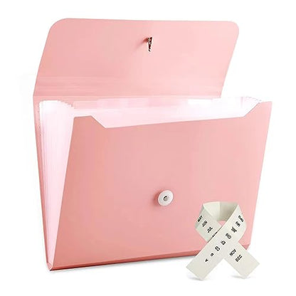 Nicfaec Expanding File Folder with 13 Pockets, 8.2in x 11in, Pink - color: 1pcs-pink