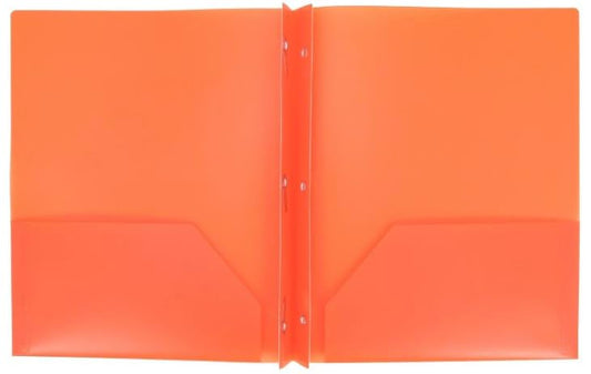 Aurora LLC.School,Office Supplies.Plastic Folders with Prongs and Two Pockets(Orange) - color: Orange
