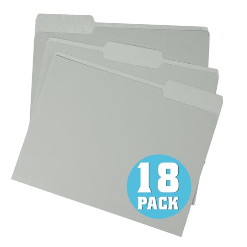 pmybupo 18 Pack Gray File Folders,1/3-Cut Tab,Colored File Folders Letter Size,Durable Paper Folders,Office Supplies - color: 4281u