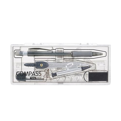 Math Geometry Compass Metal Compass with Rectangle Box Math Geometry Kit Set for Student and Engineering Drawing 0.7mm Mechanical Pencil(A)