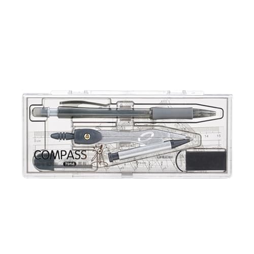 Circular Gauge Set Metal Compass with Rectangle Box Math Geometry Kit Set for Student and Engineering Drawing 0.7mm Mechanical Pencil Circle Gauge Set(A), 20010125