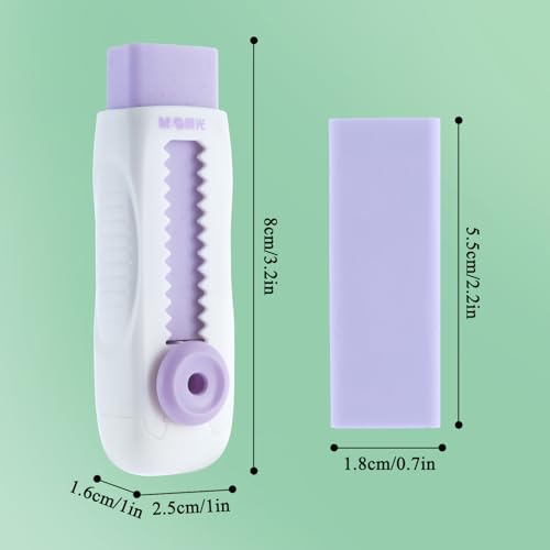 M&G 4+1 Pack Rubber Erasers Sliding Retractable Eraser, Soft Cute Erasers Push Pull Large Pencil Eraser with Plastic Sleeve 4 Refill Eraser for Students Kids, School Office Home Supplies (Purple) - color: Purple