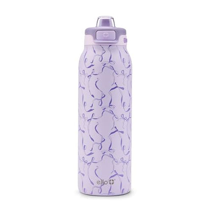 Ello Pop & Fill Insulated Stainless Steel Water Bottle with Quick Fill Lid, Leakproof Locking, Sip or Chug Spout, BPA-Free, Double Wall Vacuum Insulated for Sports, Travel & School- 22oz / 32oz / 40oz - color: Take a Bow, style: 32oz