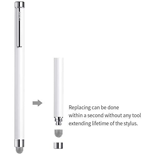 ChaoQ Stylus Pens for Touch Screens, 8 Pcs Mesh Fiber Capacitive Stylus with 8 Replaceable Mesh Tips and 8 Replaceable Rubber Tips (Silver, Black, White, Champagne) - color: Silver, Black, White, Champagne