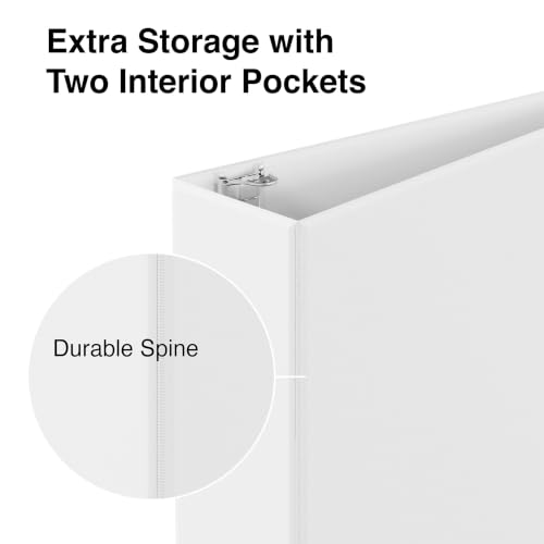 Staples 3" 3-Ring View Binder, White, 4/Pack - color: White, size: 4 Pack, style: 3'' Inch