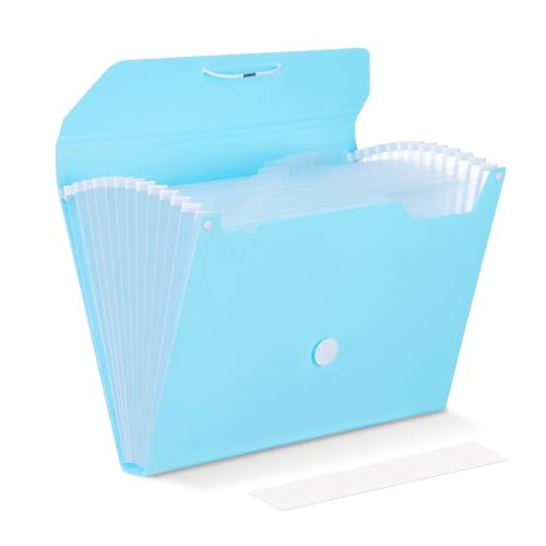 Comix Accordion File Organizer, 13 Pocket, Blue | Expanding File Folder, A4/Letter Size Documents, Includes Labels, For Office, Home, School - color: Blue, size: Basic