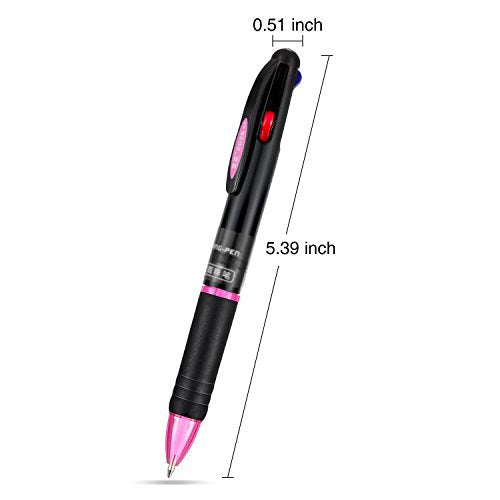 JOVITEC 12 Pcs Multicolor Ballpoint Pens 0.7 mm 4 in 1 Retractable Ballpoint Pens 4 Colors Gel Ink Ball Point Pen School Supplies Back to School Gift for Students Teacher Coworker Nurse Office