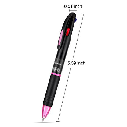 JOVITEC 12 Pcs Multicolor Ballpoint Pens 0.7 mm 4 in 1 Retractable Ballpoint Pens 4 Colors Gel Ink Ball Point Pen School Supplies Back to School Gift for Students Teacher Coworker Nurse Office