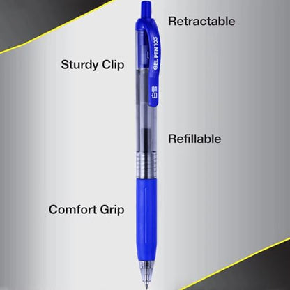 EYEYE G-103 0.5mm Gel Pens, 5 Black 5 Blue, Extra Fine Point Pen | Retractable, Quick Drying, Ballpoint Pen Fine Point Smooth Writing Pens for Office School Supplies - color: Black+Blue, size: 0.5mm