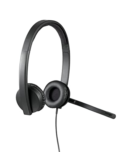 Logitech H570e Wired Headset, Stereo Headphones with Noise-Cancelling Microphone, USB, In-Line Controls with Mute Button, Indicator LED, PC/Mac/Laptop - Black - size: UC, style: Stereo