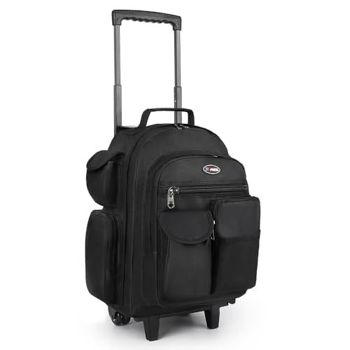 20" 2-in-1 Rolling Backpack,Backpack for Travel w/Wheels | Trolley Suitcase w/Telescopic Handle,Lightweight,Durable, Travel-Friendly, Unisex,2560-20''-Black - color: JH-2560-Black-20