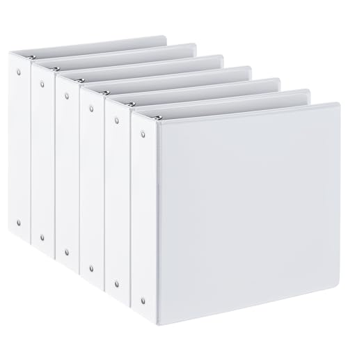 2-inch 3 Ring Binder with 2 Interior Pockets, Heavy Duty 2'' Binders Holds US Letter Size 8.5'' x 11'' Paper - Versatile Binders for Office, Home, and School Use, 6 Pack (White) - color: White
