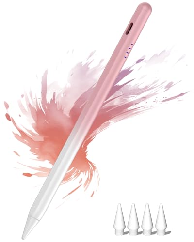 Stylus Pen for iPad 2018-2026, 2X Fast Charge Active Pencil with Palm Rejection & Tilt Sensitivity, Compatible with Apple iPad 11(A16)/10/9/8/7/6, i-Pad Pro M5/M4/12.9"/11", Air M3/M2/5/4/3, Mini 6/5 - color: Gradient Pink