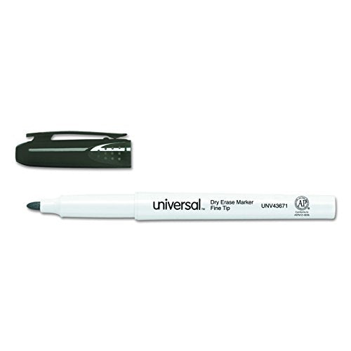 Universal UNV43671 Fine Bullet Tip Pen Style Dry Erase Marker - Black (1-Dozen) (Pack of 2) - size: 12 Count (Pack of 2)