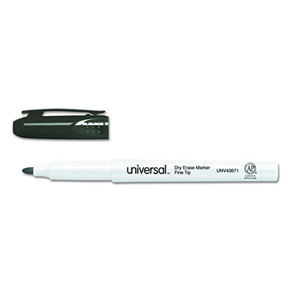 Universal UNV43671 Fine Bullet Tip Pen Style Dry Erase Marker - Black (1-Dozen) (Pack of 2) - size: 12 Count (Pack of 2)