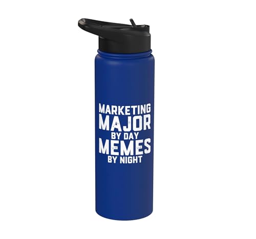 Marketing Major By Day Memes By Night Marketer Joke Student Stainless Steel Insulated Water Bottle - color: Royal Blue