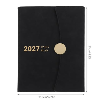 Lurrose 2027 A5 Academic Planner Weekly Monthly Schedule Organizer with Multi-purpose Layout in Faux Leather Cover Portable Calendar Notebook for Professionals and Students
