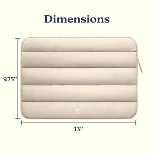 Vandel Puffy Laptop Sleeve Case for 13-14 inch Laptop Sleeve Bag Case 13.3 Inch with Zipper Pocket, Compatible with MacBook Air 13, Pro 14/13 iPad Pro 12.9, HP Dell ASUS, Computer Bag Cover - color: Sand