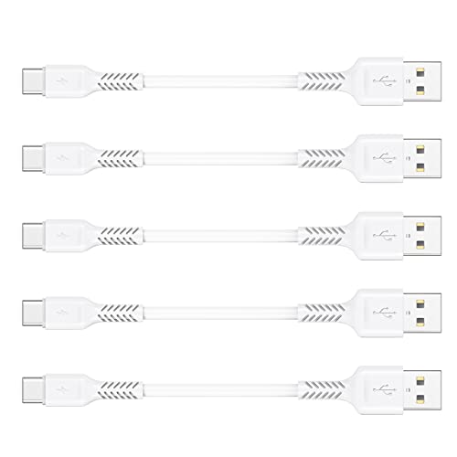 4 Inch USB C Cord Short 5 Pack Durable USB A to USB Type C Cable Fast Charging for Charging Station Compatible with Samsung Galaxy Note 10 20 S10 S20 A20 Plus LG (White) - color: White, size: 4 Inches