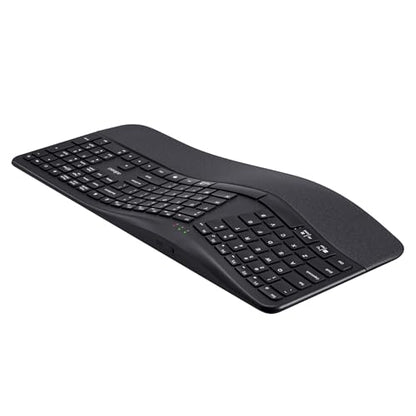 Adesso WKB-7500CB Wireless Ergonomic Keyboard and Mouse Combo with Copilot AI Hotkey Scissor Switch Keys Split Keyframe Design Adjustable DPI Optical Mouse for Windows Mac PC Laptop Black