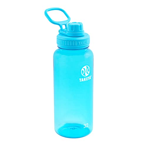 Takeya Tritan Sport Water Bottle with Spout Lid - BPA-Free & Dishwasher-Safe Water Bottle - Reusable Bottle with Lid Handle - Simple Leak-Proof Water Bottle - 32 oz, Breezy Blue - color: Breezy Blue, size: 32 Ounces