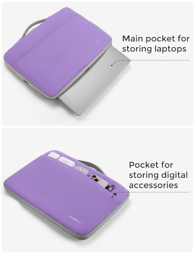 DOMISO 14 inch Laptop Case Sleeve Protective Cover Compatible with 15 inch MacBook Air M4 M3 M2,MacBook Pro,14-15 inch HP Dell ASUS Lenovo Chromebook,Waterproof Computer Cases Bag with Handle,Purple - color: Purple, size: 15" for Macbook Air