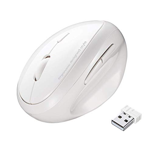 SANWA 2.4G Wireless Ergonomic Mouse White, Vertical Optical Ergo Mouse Small Hands, Cordless Mice for Wrist Pain, 800/1200/1600 DPI, 5 Buttons, Compatible Mac, Windows, PC, Desktop - color: White
