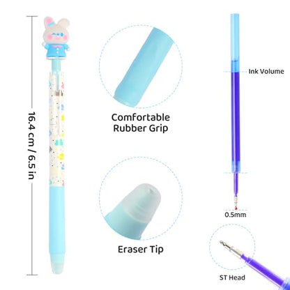 LiYiQ 24 PCS Erasable Pens Fun Cute Pens for kids Fidget Pens Blue Pens Kawaii Pens Stress Relief Rotating Pen for School, Office, Home Supplies