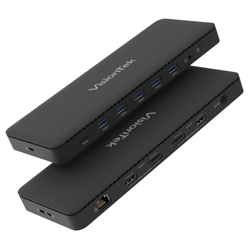 VisionTek VT4600DL Universal Dual 4K Docking Station 100W Charging (USB-A, USB-C) | Dual 4K Display via HDMI/DP, 100W Power Delivery, Universal DisplayLink, Windows & Mac Support, Hybrid Enterprise Deployment