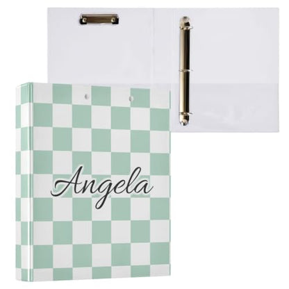 IHCVHQX Custom 3 Ring Binder 1.5 Inch Round Rings Green Checkerboard Personalized Name Binders Organizer Fashion View Binder with 2 Pockets for School Office Supplies - color: Multi18