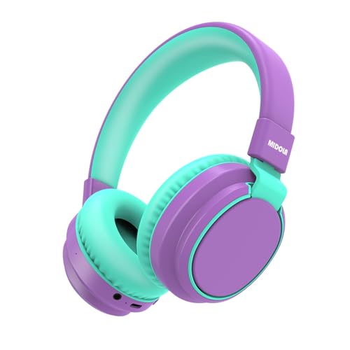 MIDOLA Kids Bluetooth Headphones 68H Play Time,Volume Limit 85/94dB, Foldable Lightweight Wireless Over-Ear Headphone for Toddler Kid Child Pad,Headsets with Aux Built-in Mic Purple - color: Purple