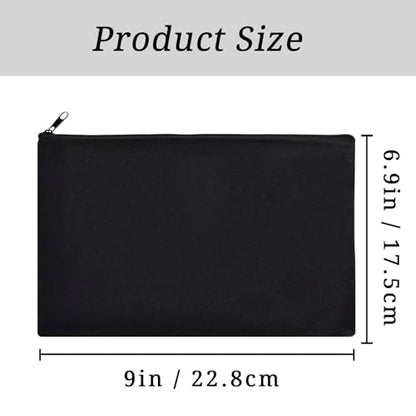 15PCS Blank DIY Canvas Zipper Bags Pencil Pouch Makeup Bags Bulk，6.9×9Inch Large-Capacity Multi-Purpose Toiletry Bag Pencil Case Portable Travel Storage Bag - color: 15pcs Black