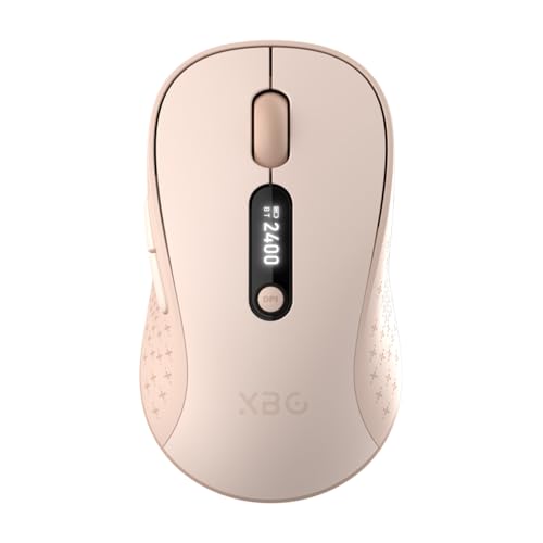 XBG B15pro Wireless Bluetooth Mouse, Bluetooth 5.0/4.0 & 2.4G Tri-Mode, Type-C Rechargeable with LED Screen Display, Ergonomic Silent Click for Laptop/PC/Tablet, Multi-Device & Office Use-Pink - style: B15 Pro-Pink