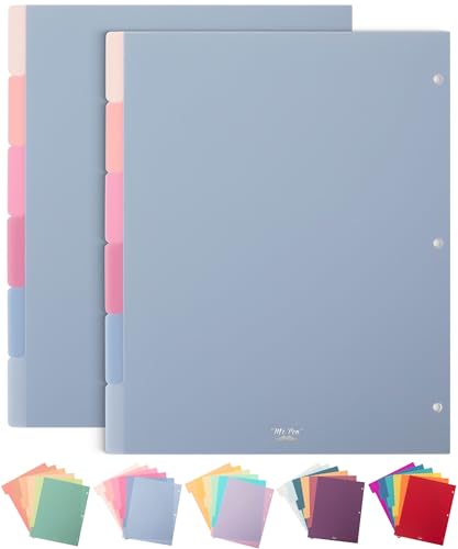 Mr. Pen- Dividers for 3 Ring Binder, 2 Sets, 6 Pack/Set, 12 pcs | Letter Size, Binder Dividers with Tabs for Student, Teacher, Office, Home Organizers - color: Misty, size: 2 Sets