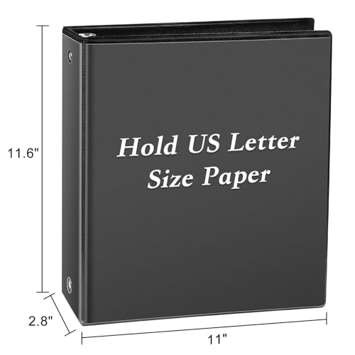 CIXILDTS 2" 3 Ring Binder, Standard 2-inch Round Ring Binder Fit Letter Size Paper, Presentation View Binders, Black, 6-Pack - color: Black, size: 2", style: 6-Pack