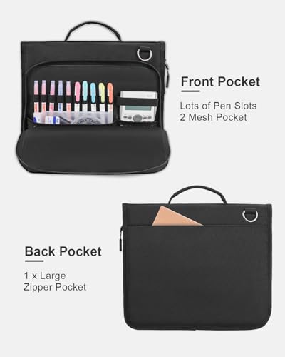 2 Inch 3-Ring Zipper Binder with Shoulder Strap, O-Ring Zip Up Binder with 500 Sheet Capacity, Compatible with 13" MacBook/Tablet, for School, Office (Black)