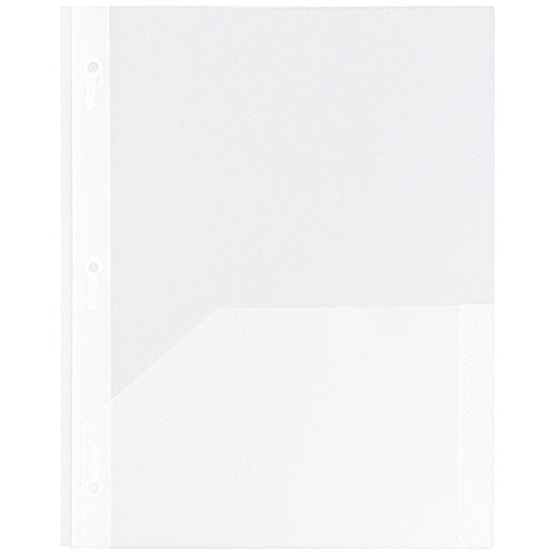 JAM PAPER Plastic Color POP Folders - 2 Pocket Durable Folders with Metal Prongs Fastener Clasps - Clear - Bulk 96/Pack - color: Clear, size: 96 Per Pack